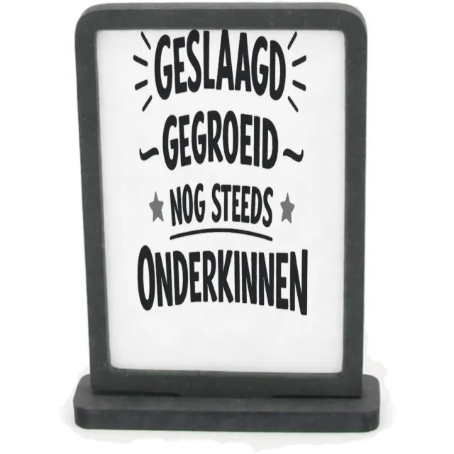 Mr Cadeautjes Houten fotolijst rechthoek met MDF inleg - design Grappige woordspeling voor een energiek cadeau-item met een | cadeau Wit