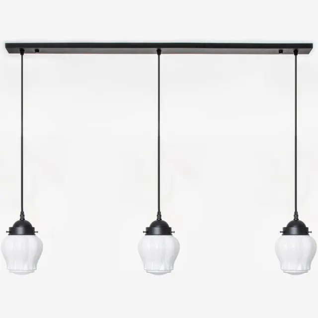 Coloured by Art 3 x Eden lampen aan plafondbalk Moonlight - Art Deco Trade Zwart