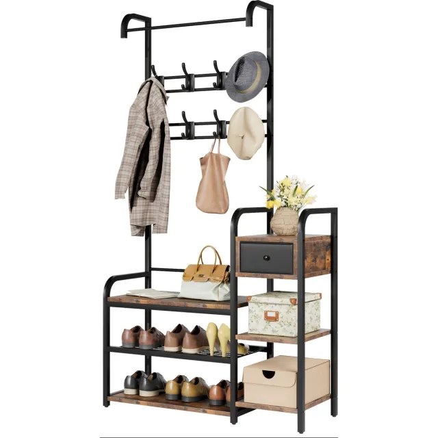 CUISINAID schoenenrek - kapstok - kapstok staand - scheidbaar ontwerp, kapstok met schoenenbank 88 x 30 x 175 cm MULTI
