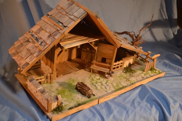 Famanu Bouwset voor kerststal, DIY Alpenlands kerststal voor thuis Zwart