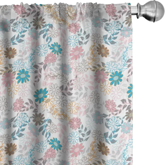 ABAKUHAUS Bloemen gordijnen – 2x75x225 cm – Microvezel, halfdonker Mehrfarbig
