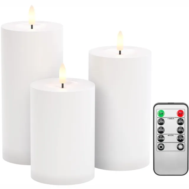 goobay LED-kaarsen set van 3 wit met afstandsbediening IP44 warmwit 3000 K