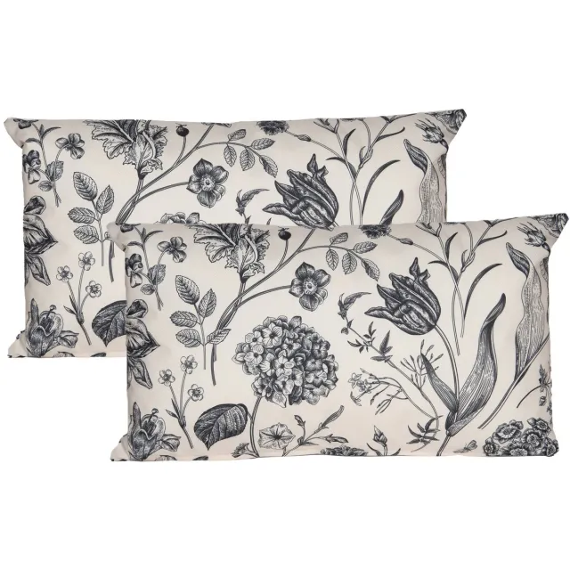 Anna's Collection Sierkussen voor binnen en buiten - 2x - vintage flowers - creme wit - 30 x 50 cm - tuinkussen
