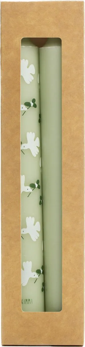 Rustik Lys Stearine dinerkaarsen 'Dove' (Dusty Green, set van 2, 7 branduren) Groen
