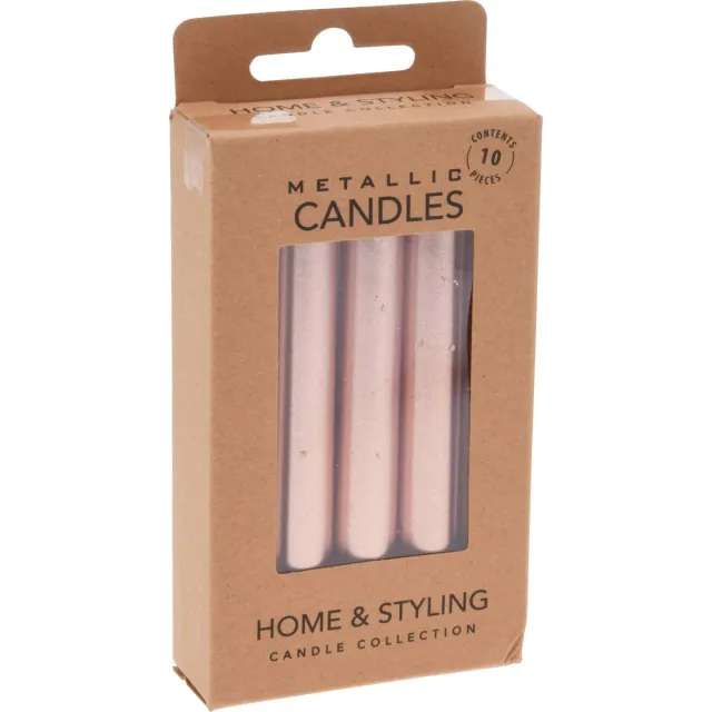 Home & Styling Collection Metallic tafelkaarsen van paraffine, 10 cm roze