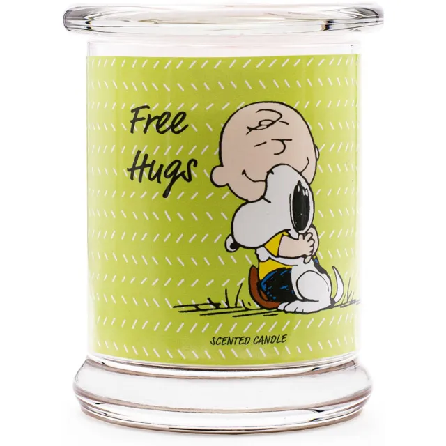 Snoopy Peanuts - Snoopy geurkaars Free Hugs - 250 g Groen-wit