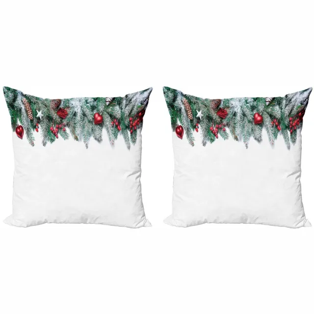 ABAKUHAUS Kussenhoes Set – 2x 45x45 cm – Dubbelzijdig, Groen/Rood
