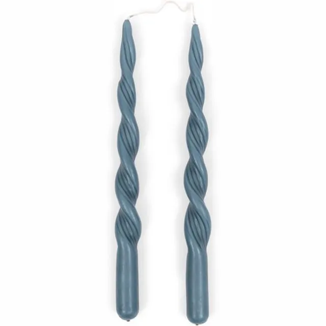 Riviera Maison Rivièra Maison Twisted Dinner Candle blue 2 pcs set van 3 Licht blauw