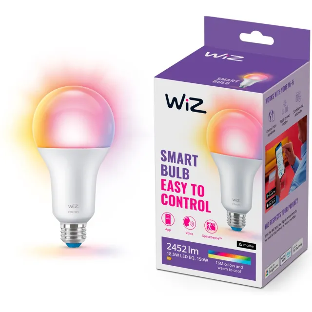 WiZ Lamp - Gekleurd en Wit Licht - Slimme LED Verlichting - E27 fitting - 150W - Mat - Wi-Fi