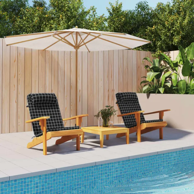 vidaXL Adirondack Stoelkussens 2 st ruitpatroon oxford stof zwart
