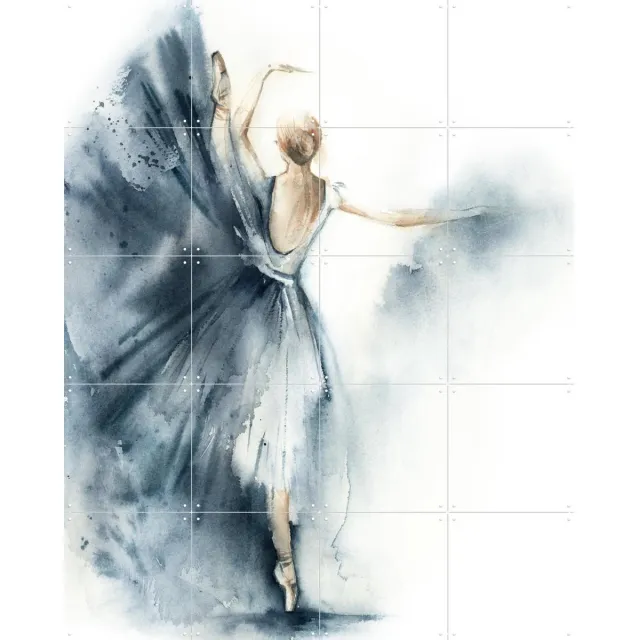 IXXI Ballerina Blue 2, Canot Stop Painting - 80 x 100 cm - Grote wanddecoratie en posters - Illustraties, Aquarel, Slaapkamer, Woonkamer Pastel kleuren / Koele tinten / Blauw