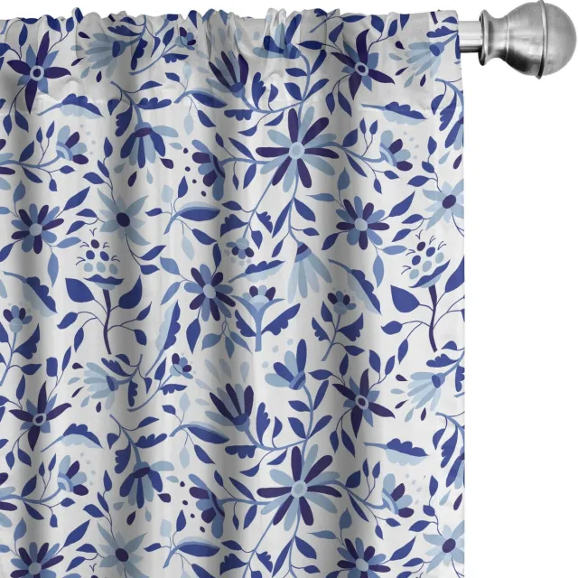 ABAKUHAUS Indigo Voorhangen – 2x75x175 cm – Mikrofaser – Halfdonker Blauw Blassblauw