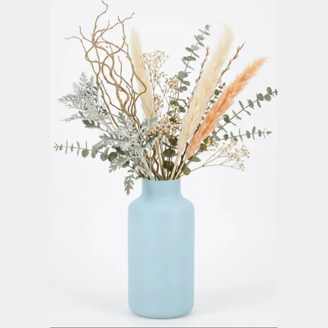 Floran Design bloemenvaas Milano - blauw - mat glas - 15 x 30 cm - glazen vazen
