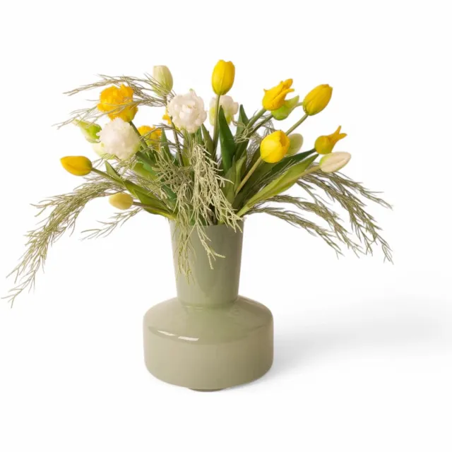Winq TulpenBoeket Geel met Wit-kunstbloemen-zijden bloemen-Tulpen-excl. vaas