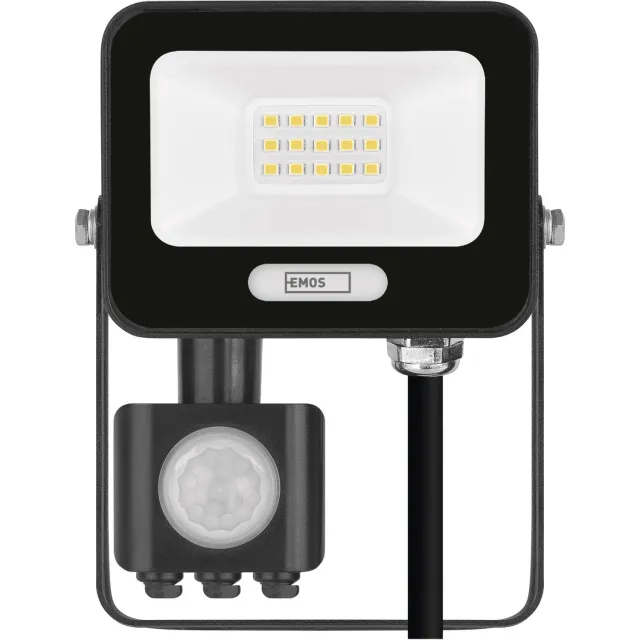 Emos GLARO LED-schijnwerper met bewegingssensor, 10 W, zwart, IP54, 1000 lm, neutraal wit, ZS2314B