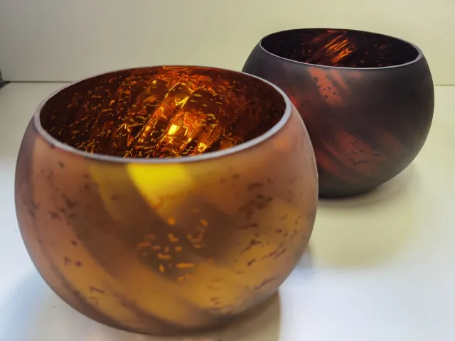 Boltze Windlichten - 2 set - Glas - Ø 18 x 13cm - Goud - Bruin