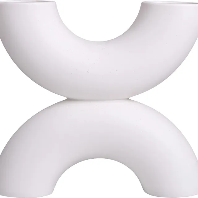 QUVIO Vaas – Bloemenvaas – Keramiek – Witte vaas – Vazen – Vaas keramiek – Vaasje – Wit – Bloemen – X vorm – Decoratieve vaas