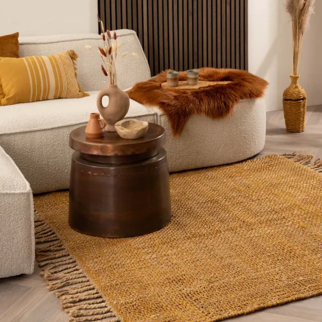 Boho&me Jute vloerkleed vierkant - Chunky goud/naturel 200x200
