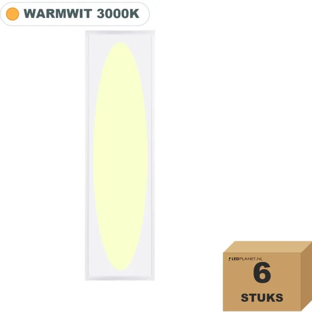 Tsong LED paneel 30x120 cm ovaal lichtvlak - 6 stuks - 36W - Warmwit 3000K - 3240 lm - CRI80 - 230V