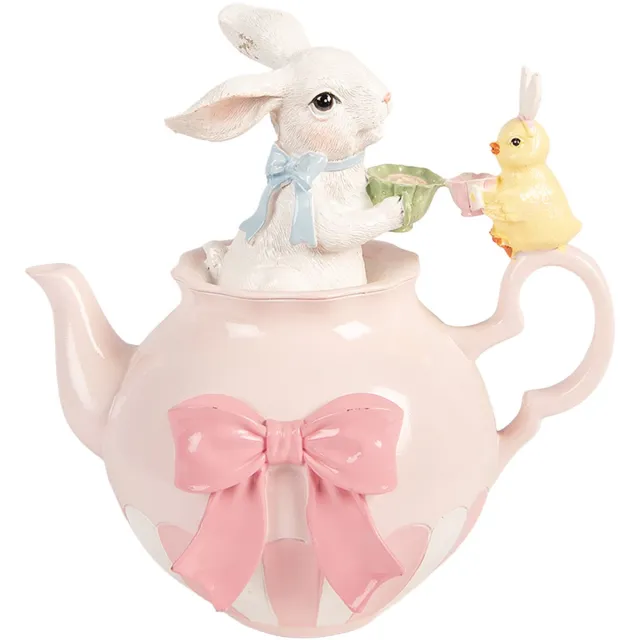 Clayre & Eef Decoratie Beeld Konijn 20x14x20 cm Wit Kunststof