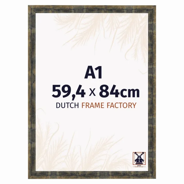 Dutch Frame Factory Fotolijst A1 59,4x84 cm - MDF - Blauw Goud Gemeleerd - Praag