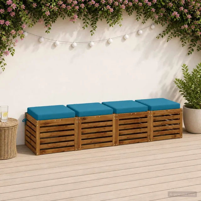 vidaXL Zitkussens SOEST 4 st 100% Polyester Lichtblauw 40 x 40 x 7 cm