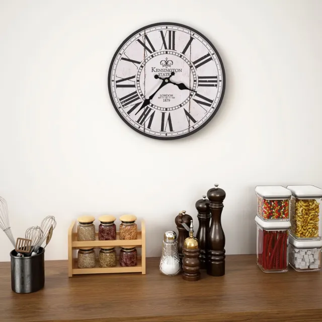 vidaXL Wandklok vintage stijl 30 cm Londen wit, foto 2