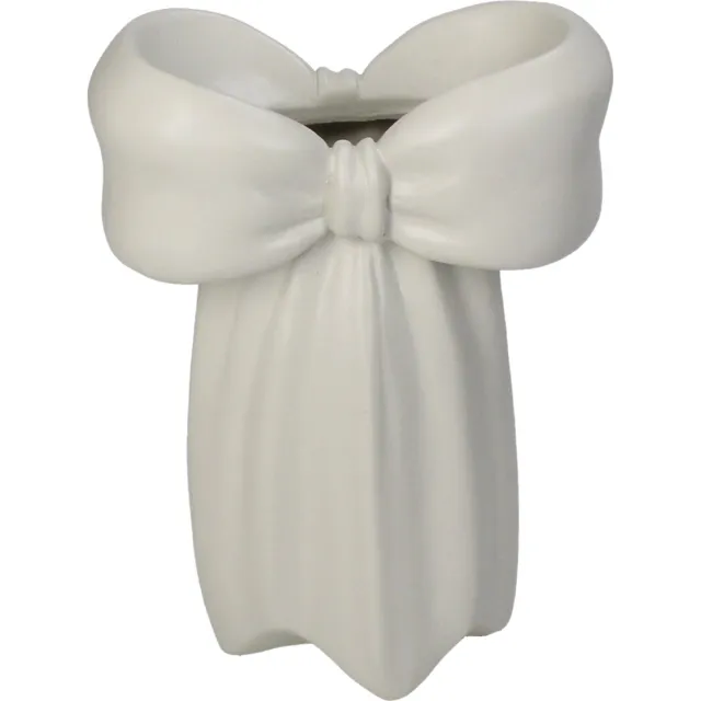 HD Collection Vase Bow Polyresin Ivory 7x14x19cm
