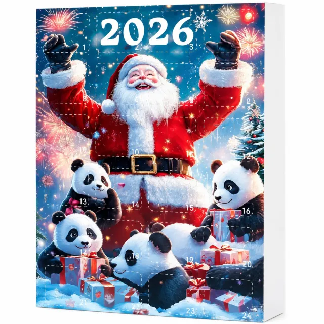 SWGOTA Adventskalender 2026 met 24 accessoires - Acryl pandahangers met ophangkoordjes voor kerstboom en rugzak - In papieren doos Zwart