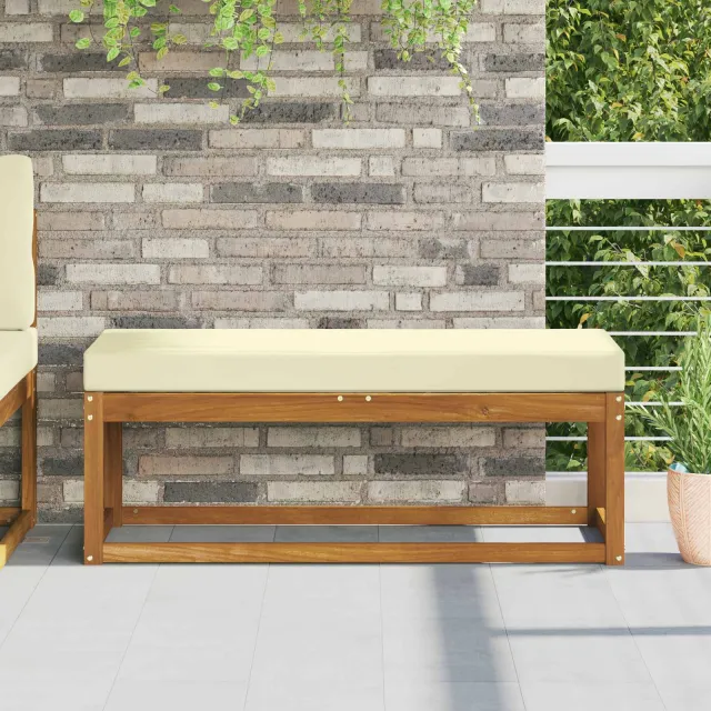 vidaXL Buiten Zitkussen Stof Crèmekleurig 115 x 40 x 8 cm
