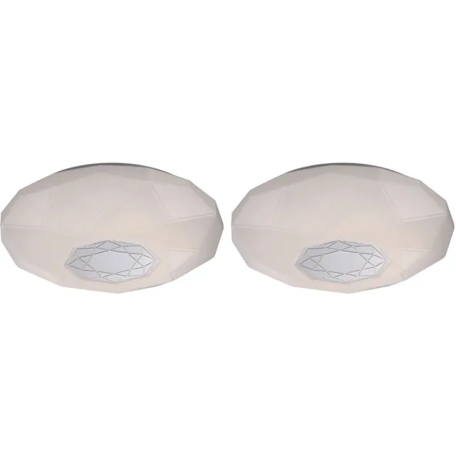 Globo Lighting Plafondlamp Woonkamerlamp Eetkamerlamp Slaapkamerlamp, gespiegeld decor wit, 1x LED 21W 1830Lm neutraal wit, DxH 40x10,5cm