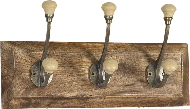 Clayre & Eef Wandkapstok 30x7x10 cm Bruin Hout