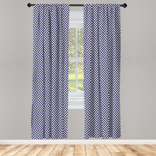 ABAKUHAUS Geometrische gordijnen – 2-delige set, lichtblauw/donkerblauw, 75x175 cm, gordijnstokzak, microvezel