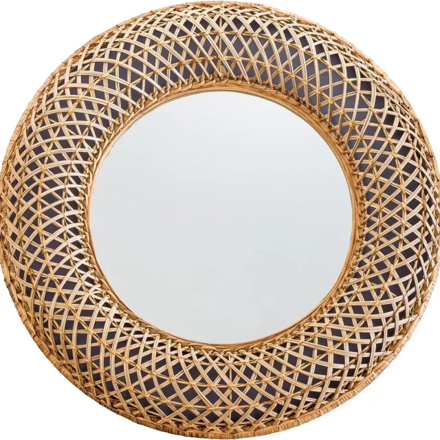 Fine Asianliving Ronde Wandspiegel Buri Handgewoven D70x6cm Naturel