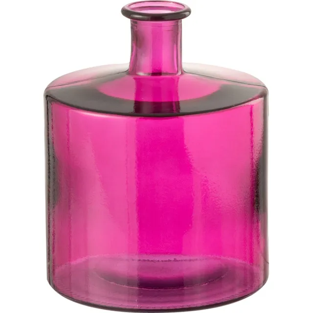 J-Line vaas Fles - glas - roze - small - Ø 21 cm