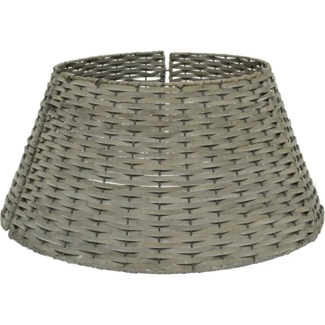 Decoris KSD Kerstboom mand - grijs - D57 x H28 cm - rotan - voor kerstboom tot 180 cm - kerstboomrok - kerstboommand