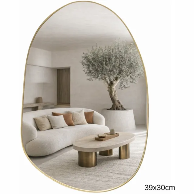 MISOU Spiegel - Organische Vorm - Goud - 30x39cm - Wandspiegel - Wanddecoratie - Miroir Mural - NOVA