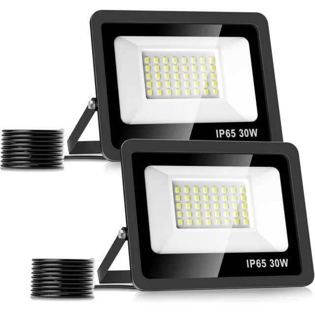 Excitat LED Strahler Buiten - 30W LED Fluter - Koudwit 6500K Licht - IP65 Waterdicht Aluminium - 2 Stuks Set - Voor Tuin Gevel En Parkeren - Zwart