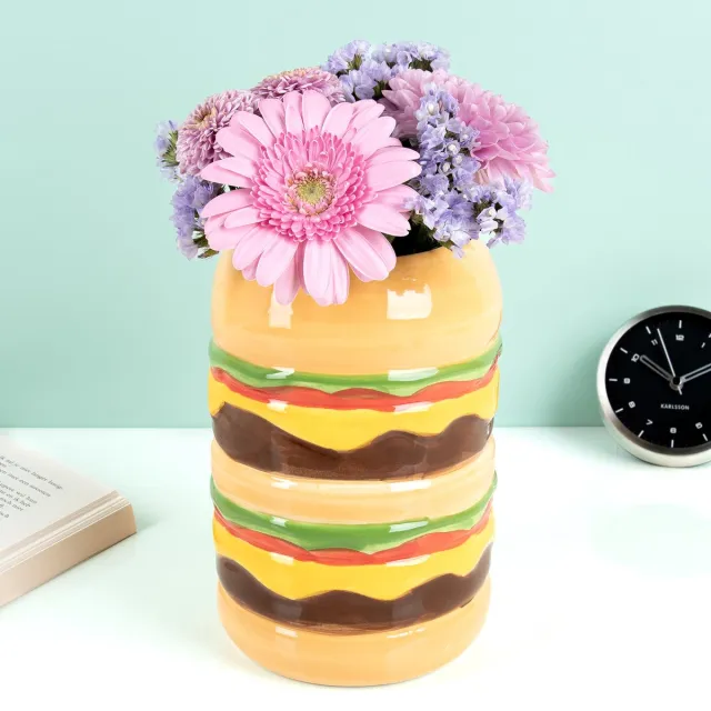Doiy Hamburger Vaas Bruin,Geel,Groen,Rood
