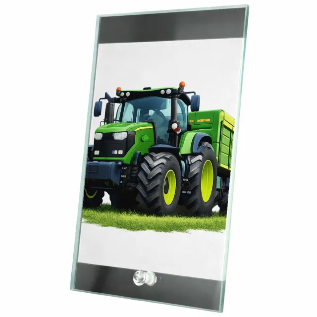 Mr Cadeautjes Glasframe 15 x 23 - design Een krachtig werkvoertuig in een andere natuurlijke setting | cadeau Wit