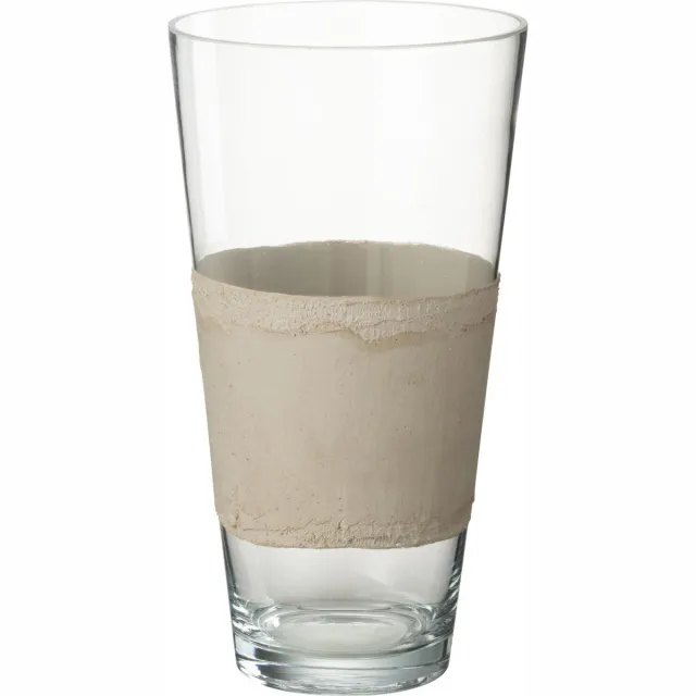 J-Line vaas Delph - glas - transparant/beige - small - 35 cm hoog