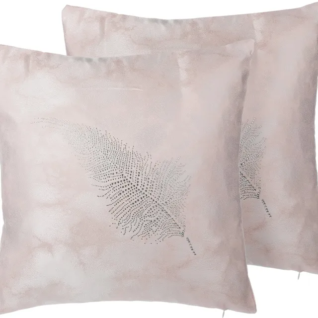 Beliani SILENE - Sierkussen set van 2 - Roze - 45 x 45 cm - Polyester