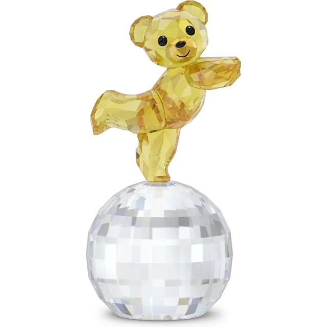 Swarovski beeldje Kris Bear Beer klaar voor de disco 5639875 | Decoratieobject | Geel kristallen figurine stijl voor interieur