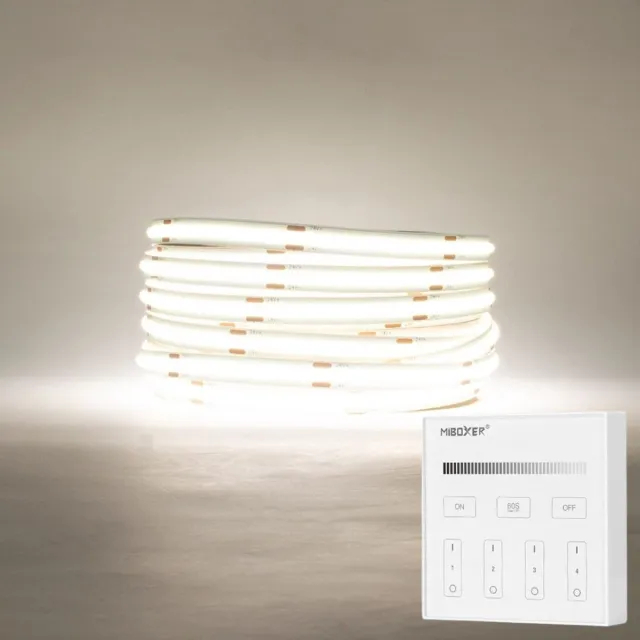 DiamantLED LED Strip COB - 5 Meter - Complete Set - 6000k - Koud Wit - 24V - 480LED/m - Met Draadloze Mi-Light(MiBoxer) Touch Wandbediening(Wit) Neutraal wit