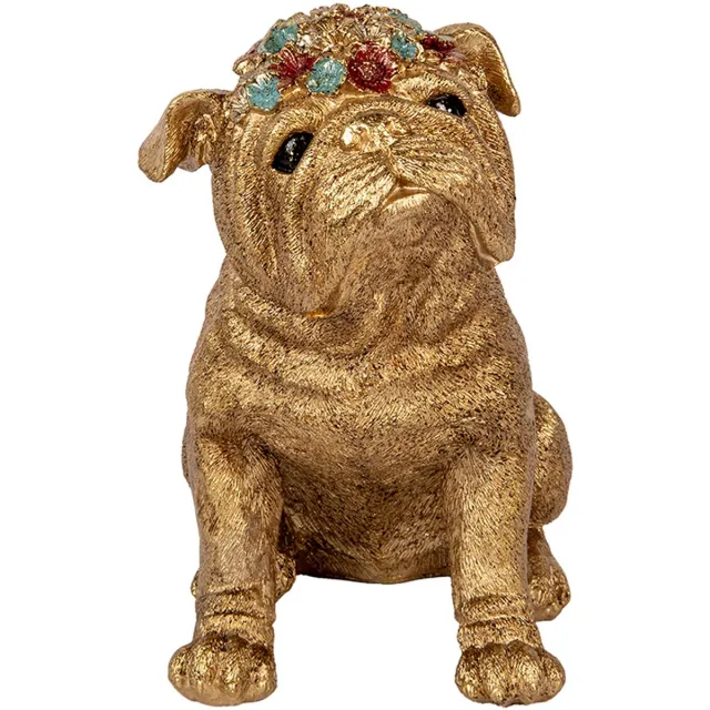 Clayre & Eef Decoratie Beeld Hond 29x17x29 cm Goudkleurig Kunststof