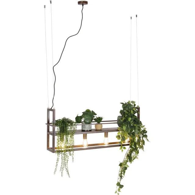 QAZQA cage rack - Industriele Hanglamp voor boven de eettafel | in eetkamer - 4 lichts - L 100 cm - Roestbruin - Industrieel - Woonkamer | Slaapkamer | Keuken