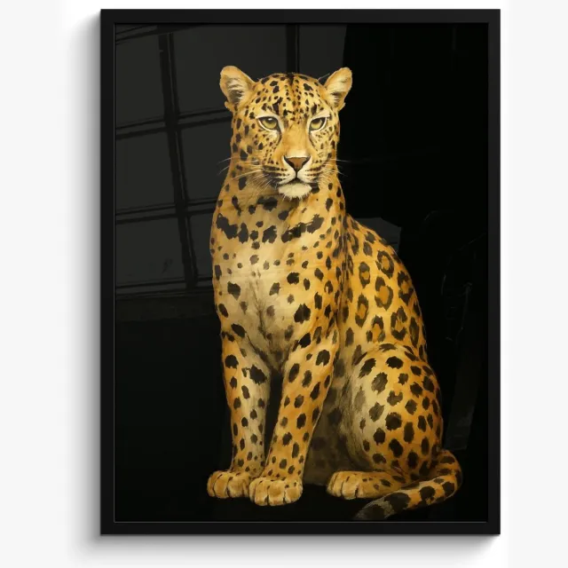 FrameYourWall Poster in lijst - Fotolijst 50x70 cm - Posters - Panter - Realistisch - Bruin - Posterlijst zwart - Decoratie - Wanddecoratie woonkamer - Muurdecoratie slaapkamer