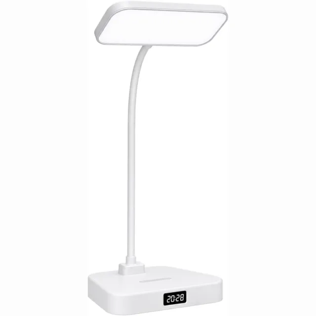 Nordiux Oplaadbare LED Bureaulamp - Draadloos - Flexibele Arm - Dimbaar - 3 Lichtkleuren - USB Accu - Wit