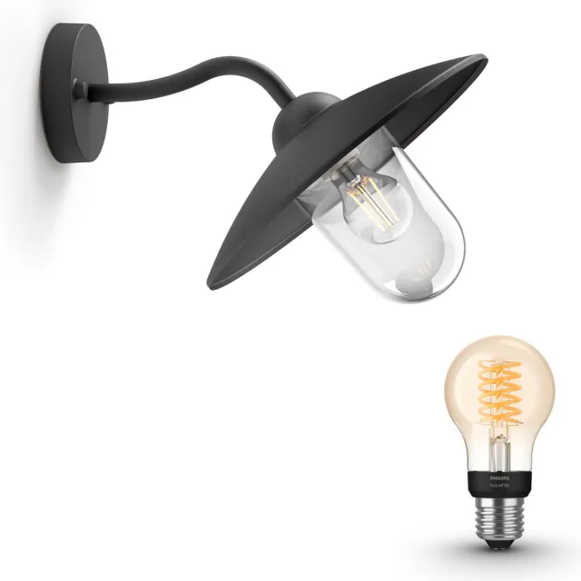 Philips Hue Hammock Wandlamp voor Buiten (Zwart) - Buitenlamp - E27 - Warmwit Licht - Hue White Filament