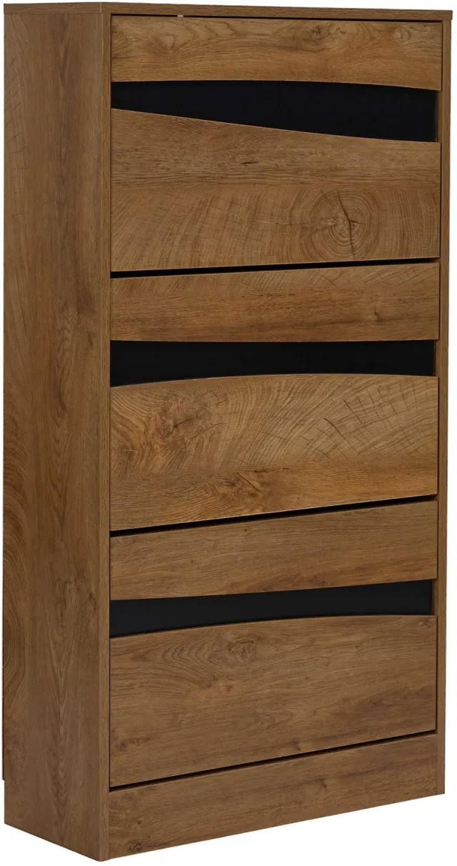MISOU Schoenenkast - Wandkast - 3 Vakken - Opbergkast - Hout - Bruin - FOREST